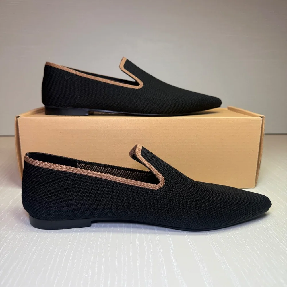 VIVAIA‎ Square-Toe Loafers Black | NWT - EU 38 / US 7–7.5 + FREE Slippers